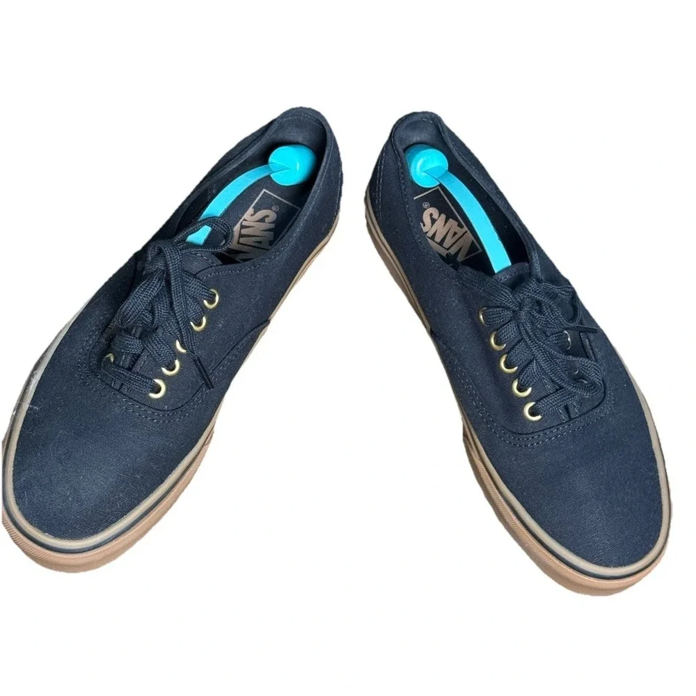 Vans Off the Wall Black Gum Sneaker Lace-up‎ Canvas Shoes Unisex Size 8 M 9.5 W